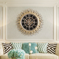 American wall clock Atmospheric living room household fashion creative decoration European personality Sun mute wall clock watch