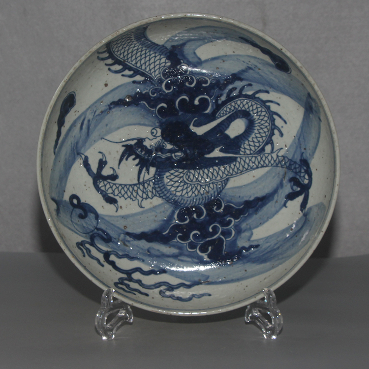 Jingdezhen glazed under glazed hand-painted green flower dragon tattoo (over wall dragon) pan folk kiln sand bottom iron mole kiln cracked ancient play collection-Taobao