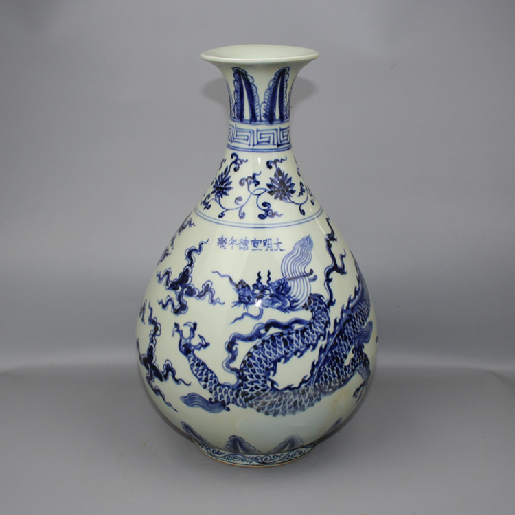 Ming Qing Huanda painted dragon jar bottle sand blossom antique antique collection of fine porcelain