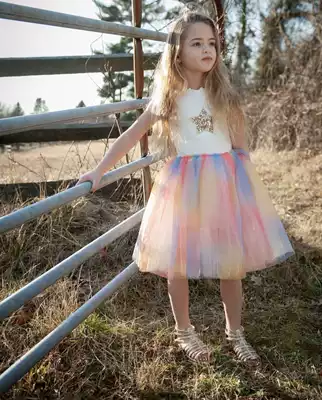 Dad's home spot American niche PH spring and summer Girls star love dress dress dress dress