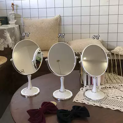 Mirror Nordic style makeup mirror Vertical removable and storage makeup mirror Dormitory rotatable desktop beauty mirror
