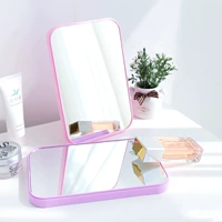 Máy tính để bàn gương vanity gương trang điểm gấp gương nhỏ sáng tạo đơn giản cầm tay lớn công chúa gương vuông gương trang điểm gương - Gương gương ghép