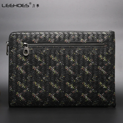 Сумка с петлей на руку, модная плетеная тонкая маленькая сумка клатч, 2020, из натуральной кожи