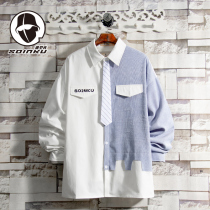 soinku Spring and Autumn new long-sleeved shirt mens design sense of niche wear trend loose casual clothes