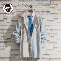 soinku2021 new splashing ink printing long windbreaker mens coat trend fashion casual loose big clothes