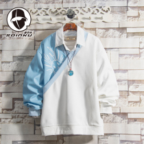 soinku Japanese Tide brand splicing lapel clothes mens spring and autumn trend loose leisure all-over clothes