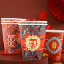 Wedding red paper cup wedding supplies wedding wedding wedding thick red disposable cup cup paper
