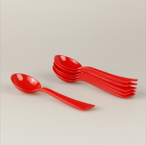Disposable fork spoon Salad with plastic fork spoon One-piece fork Fruit fork Export snack fork Wedding red spoon