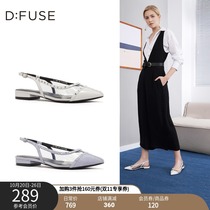 DFuse Divus spring new womens shoes low heels rivets in the back empty sandals DF01114111