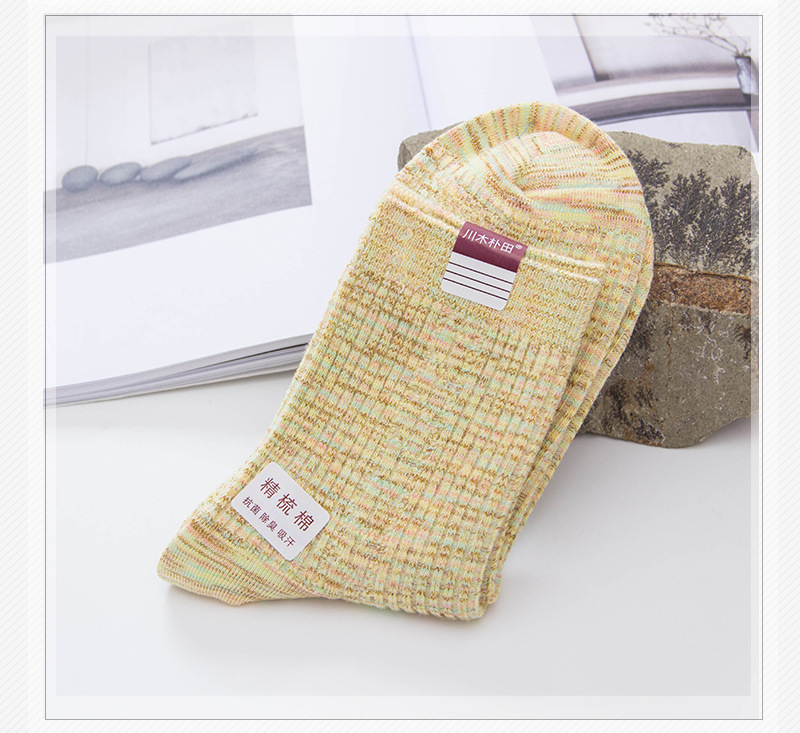 Mới tất cotton nữ vớ thể thao ngọt ngào dòng hoa đôi kim chải bông thấm mồ hôi giản dị thoải mái ống ngắn vớ tất bông dài đến gối