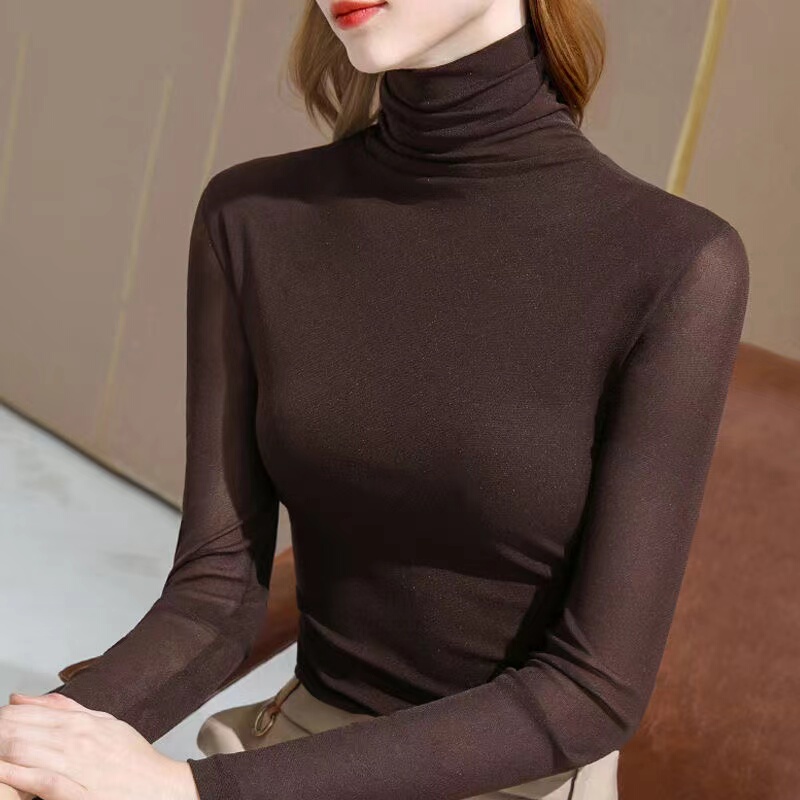 Spring and Autumn New Style Slim Fit Plus Size Round Neck Lace Shirt Mesh Base Shirt Long Sleeve T-Shirt Women's Versatile Outerwear Top Spring and Autumn New Style Slim Fit Plus Size Round Neck Lace Shirt Mesh Base Shirt Long Sleeve T-Shirt Women's Versatile Outerwear Top