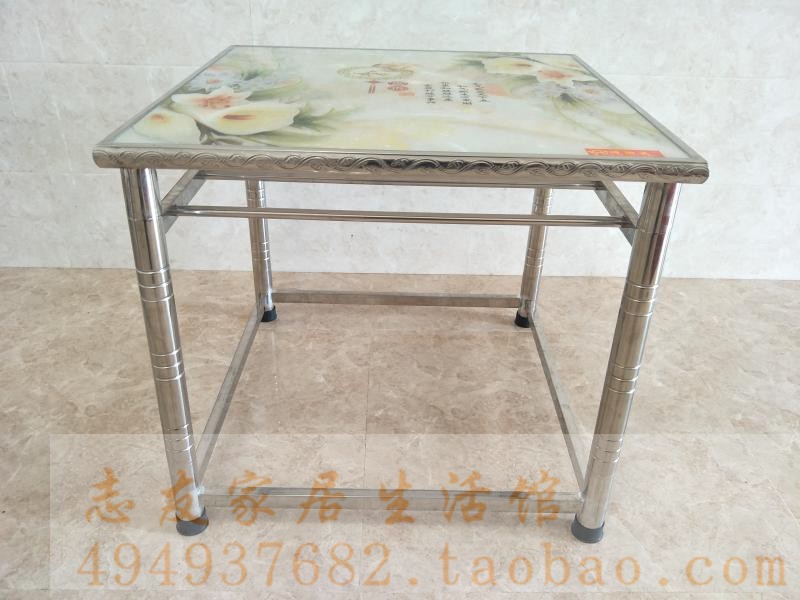 Có thể tháo rời đơn giản 80cm thép không gỉ vuông bàn rang khung lửa kính cường lực bàn ăn viết bàn nướng lửa không gấp - Bàn bàn ăn thông minh gấp gọn