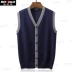 Berkron nam áo len vest vest cardigan mùa xuân và mùa thu V-Cổ thỏ thường nhung slim vest áo len áo khoác len hàn quốc Dệt kim Vest