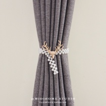  Simple metal alloy elk head pearl elastic creative curtain buckle strap Nordic modern punch-free strap