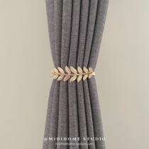  Simple and modern metal alloy leaves and feathers Deer head spring snap type punch-free curtain strap Strap Light luxury