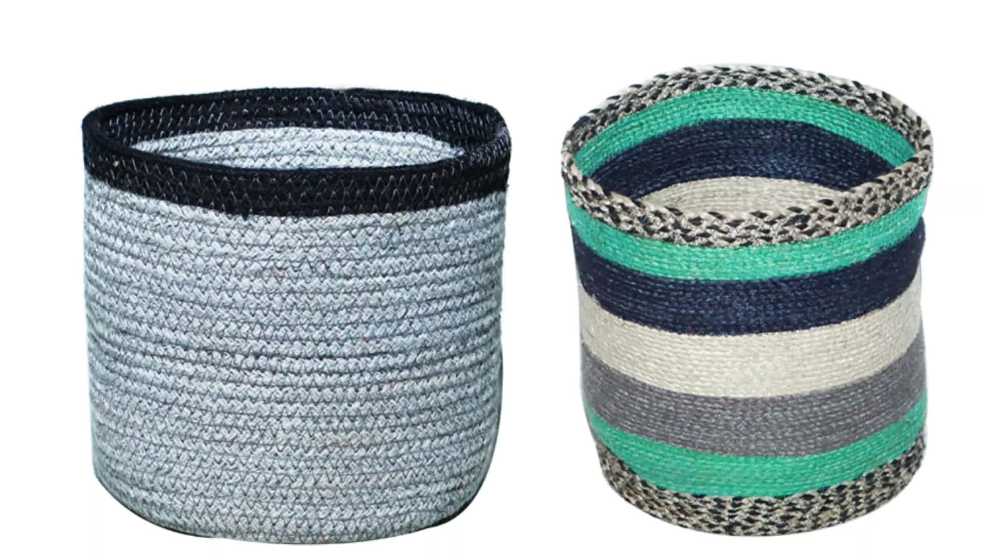 Bolga Baskets In Natural Colour With Brown Leather Handles Storage