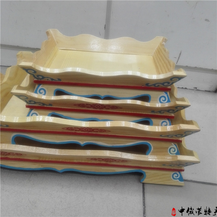 Mông Cổ khay gỗ tấm gỗ nướng toàn bộ món thịt cừu nướng sườn cừu nướng sườn cừu món ăn nhà hàng Mông Cổ bộ đồ ăn đặc biệt - Tấm khay gỗ chữ nhật