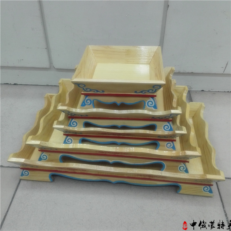 Mông Cổ khay gỗ tấm gỗ nướng toàn bộ món thịt cừu nướng sườn cừu nướng sườn cừu món ăn nhà hàng Mông Cổ bộ đồ ăn đặc biệt - Tấm khay gỗ chữ nhật