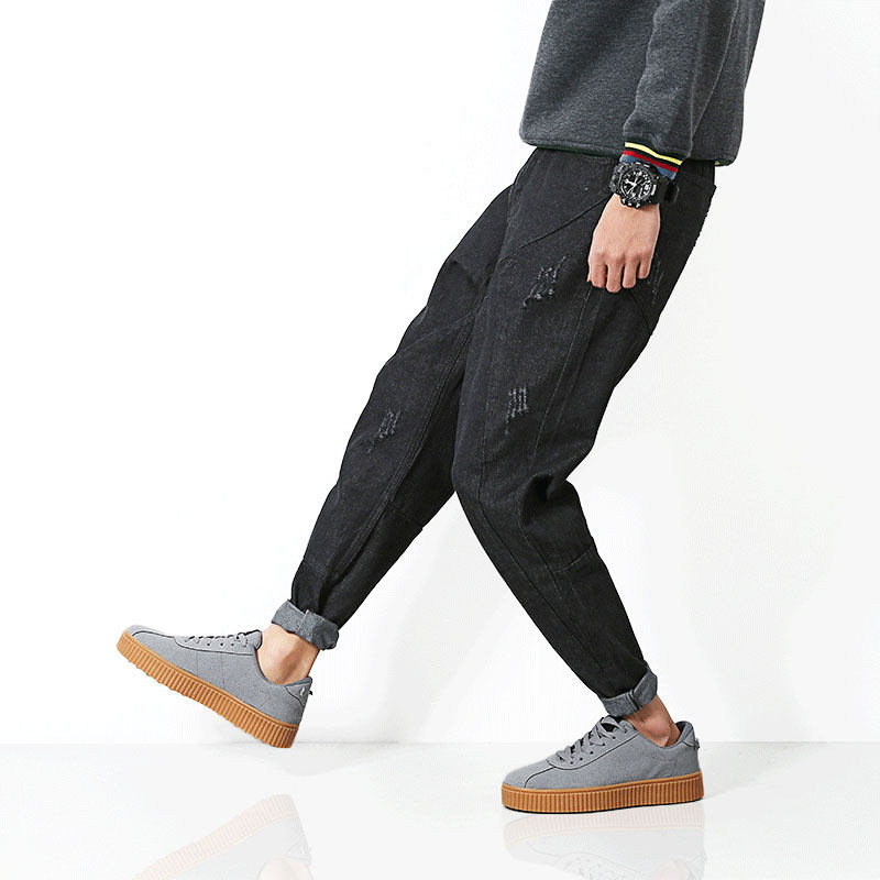NDY 牛仔裤男宽松潮休闲百搭学生学院风裤子男韩版潮流2017新款男