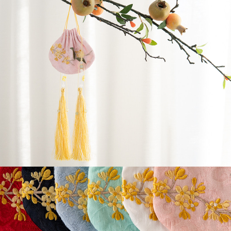 Shangxian laurel flower purse ancient style Hanfu accessories double-sided embroidery flower women's sachet bag handmade tassel finished product