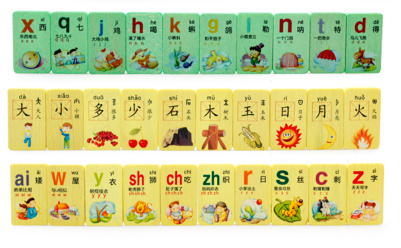 100 đôi hai mặt nhân vật Trung Quốc nam giới domino của trẻ em pinyin biết chữ khối xây dựng kỹ thuật số giáo dục sớm đồ chơi hỗ trợ giảng dạy