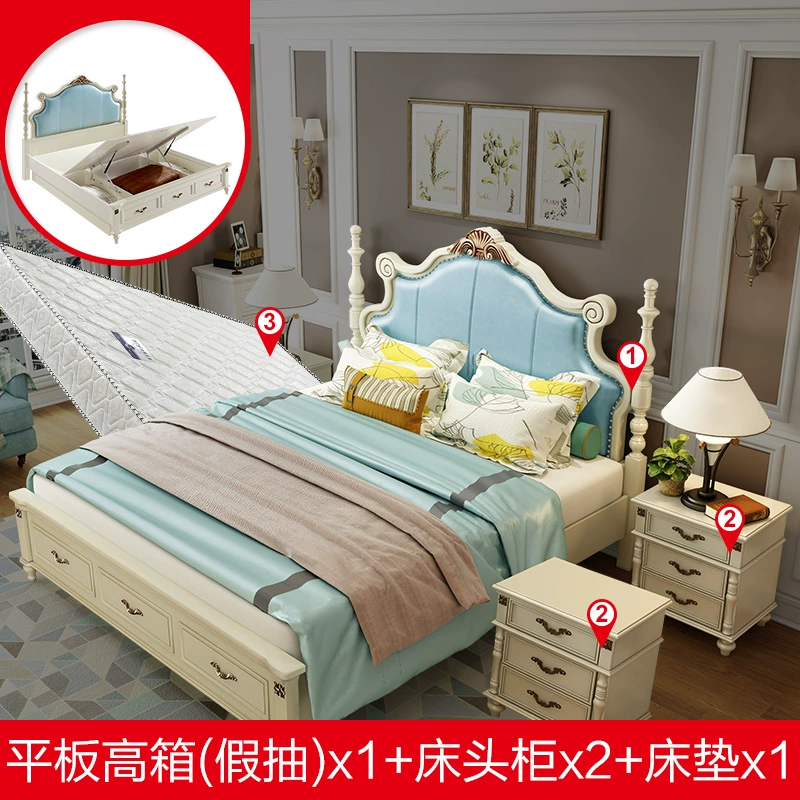 giường gỗ Mỹ 1,8 m chúa giường ngủ giường ngủ Continental đúp phòng ngủ ánh sáng nhỏ gọn đơn giản châu Âu giường sang trọng giường giường hôn nhân - Giường phụ kiện giường gấp thông minh