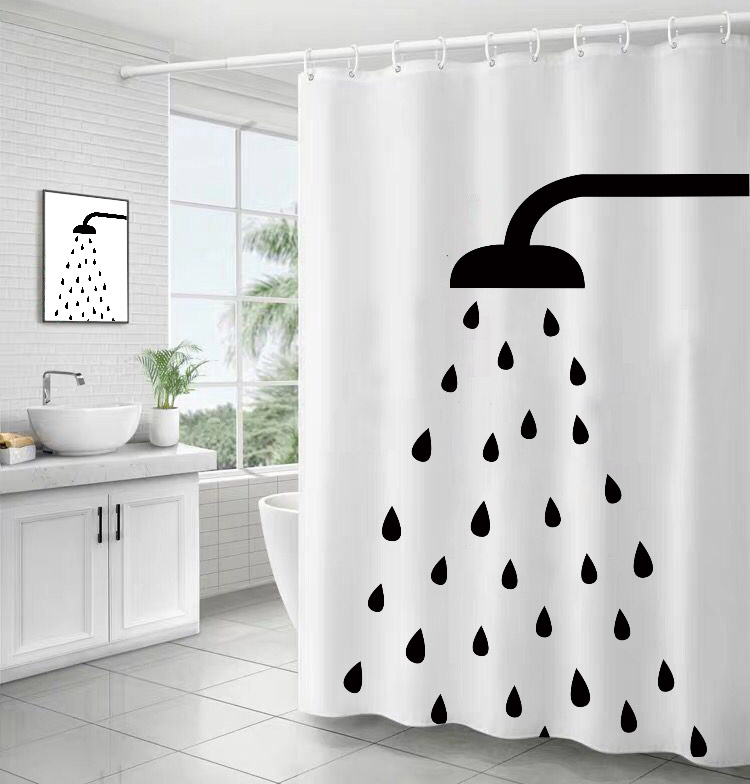 Bathroom shower curtain waterproof cloth cosmetic room curtain hanging curtain Japanese mildew curtain partition window shower kit punch-free