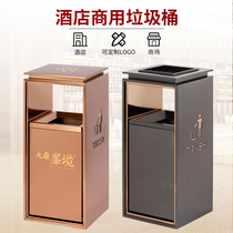 Customized hotel lobby stainless steel trash can vertical with ashtray shopping Hall Hall elevator entrance outdoor fruit box