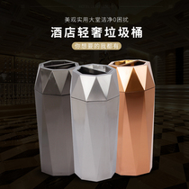 Stainless steel outdoor bucket elevator bucket flat rounded corner seat floor ash bucket KTV wine indoor stainless steel trash can
