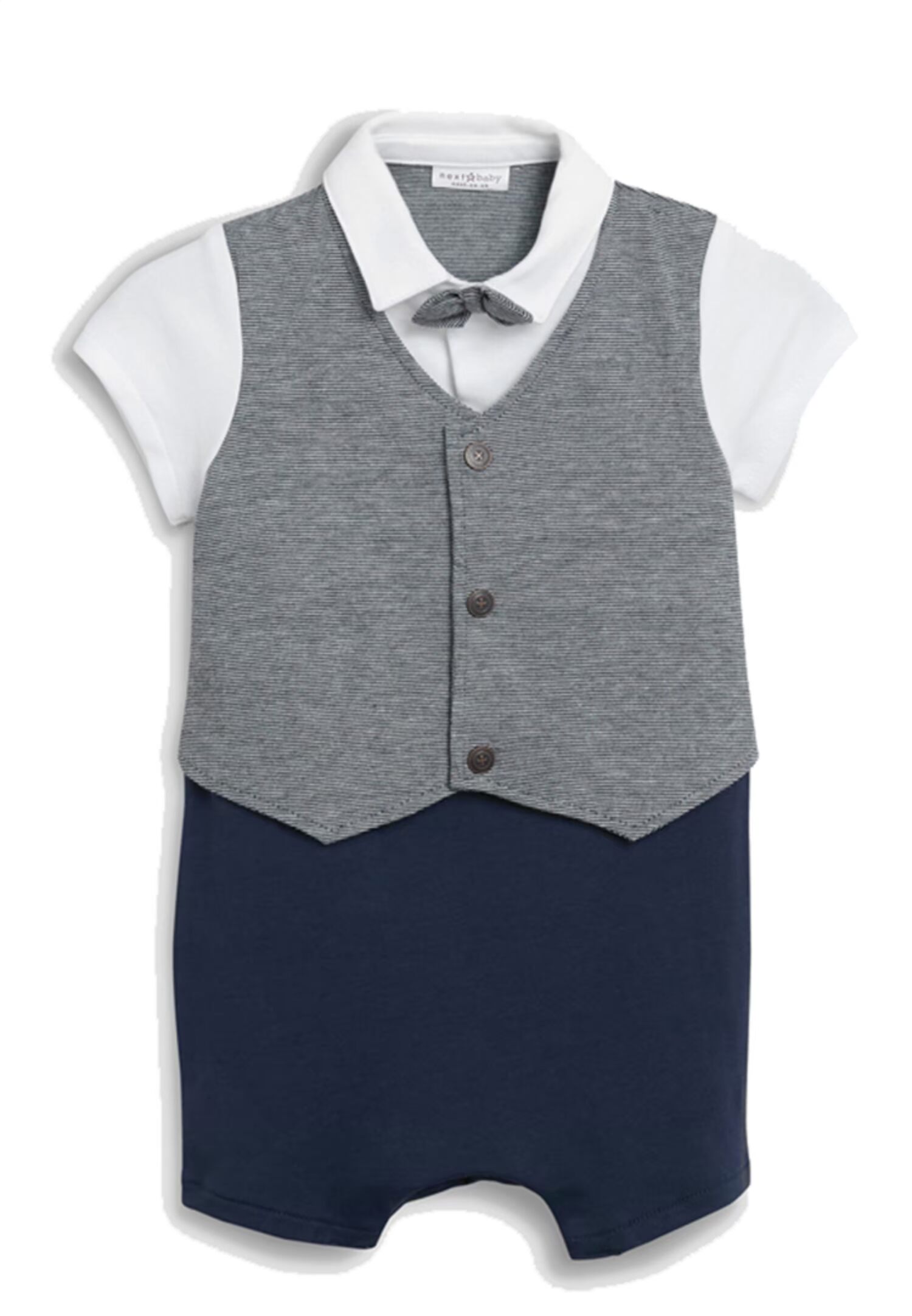 Spot UK Next baby mùa hè jumpsuit ngắn tay cho bé cotton vest vest thắt nơ jumpsuit romper - Áo liền quần jumpsuit trẻ em thu đông