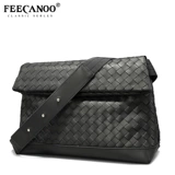 Кожаная плетеная сумка на одно плечо, складная сумка через плечо для отдыха, рюкзак