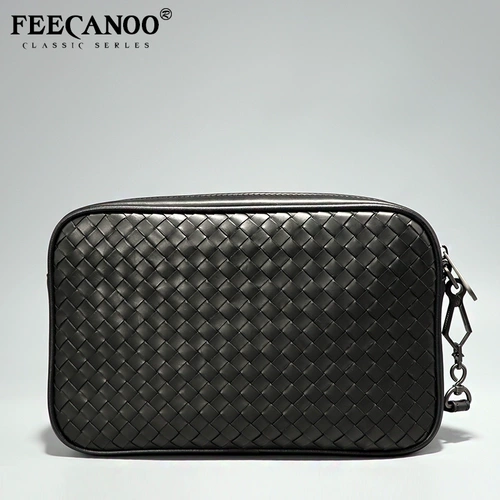 Сумка с петлей на руку, плетеная вместительная и большая маленькая сумка клатч, цепочка с молнией для отдыха, из натуральной кожи