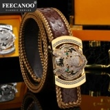 Новая головка тигра инкрустирована молодым мужским ремнем для ремня настоящего питона ремня питона зодиака