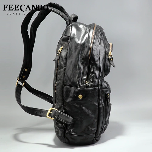 Ретро рюкзак, кожаный ноутбук для отдыха, вместительный и большой ранец, из натуральной кожи, в корейском стиле