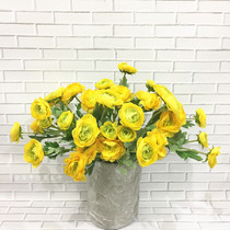 High-end simulation Xiaolu lotus flocking silk flower three mini camellia wedding decoration fake flower home decoration flower