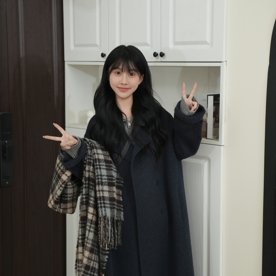 Idica ダブルフェイスウールコート ミドル丈 韓国風 気質 万能 ゆったり スリム レディース オフシーズン クリアランス