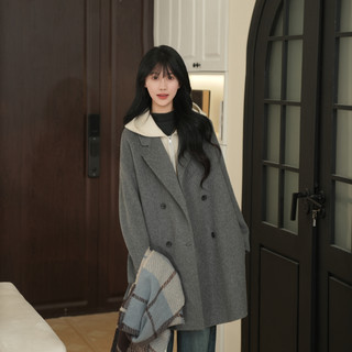 Idika korean style temperament coat, temperament, internet celebrity, versatile spring and autumn mid-length, loose, fashionable double-sided for women
