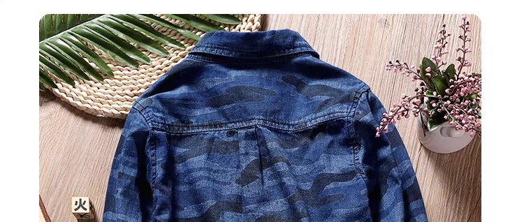 Bé trai sơ mi denim ve áo cotton 2018 xuân hè mới buông lơi trẻ em lớn áo ve áo trẻ em tay dài áo sơ mi bé trai size đại