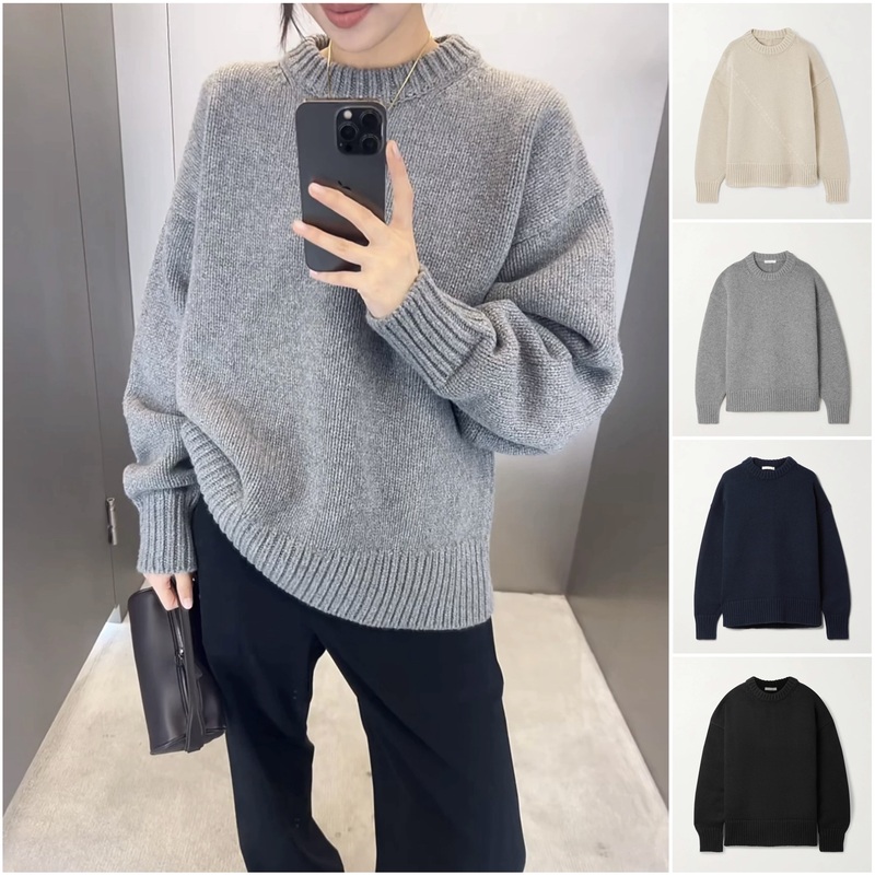 Row Ophelia Classic Heavy Silhouette Wool Cashmere Lazy Fashionable Large Sweater Casually