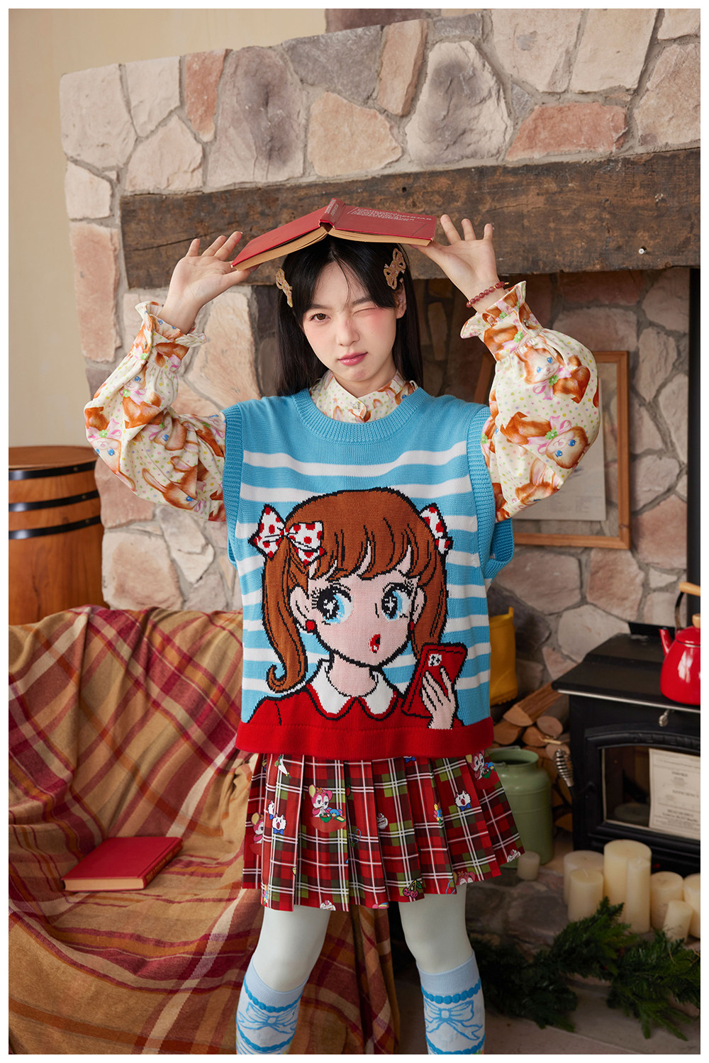 ワンダフルワールドサンタクロースパッチ花柄スカート希少 ワンダフルワールドサンタクロースパッチ花柄スカート希少