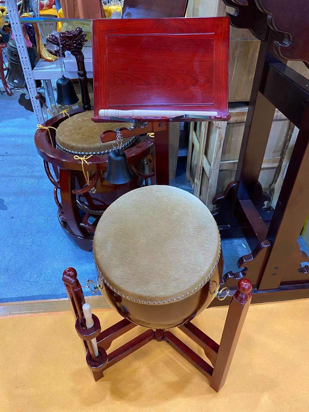 Taiwan drum fur drum three-legged drum frame bell drum flat drum Buddhist Taoist festival Dharma instrument temple drum temple drum temple drum