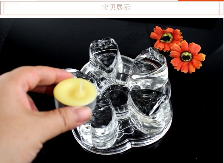 Nến giữ bộ trà khay trà hình trái tim thủy tinh cách nhiệt cơ sở hoa ấm trà ấm đun nước ly uống trà