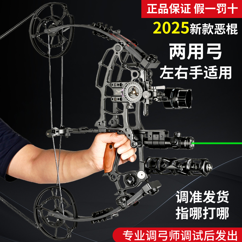 Villain Dual-Purpose Bow Pro Short Shaft Steel Ball Compound Bow Outdoor Archery Field Continuous Shooting Compound Bow Shooting Slingshot