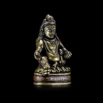 Naxis collection of Tibetan Buddhism Yuan Dynasty wrong silver Lima copper yellow Wealth God antique collection Buddha statue