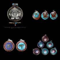 Tibetan silver Gabu box inlaid with gems Nepal can hold nectar relics Tibetan Buddhist antiques