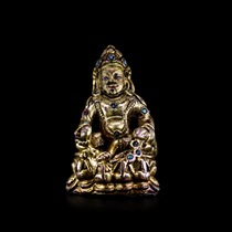 Naxis collection of Tibetan Buddhism Ming Dynasty all gilded turquoise yellow wealth god old Buddha statue antique collection