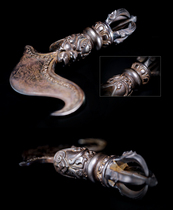 Naxi collection Tibetan Buddhist antique collection Vajra knife Tomahawk knife Tibet Lhasa Tiantie knife