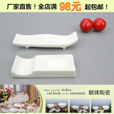 Magnesium ceramic white two-in-one chopstick stand, hotel tableware, Yas three-in-one chopstick stand, spoon holder, chopstick holder