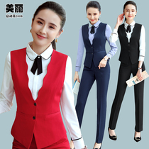  Womens vest jacket spring new two-button fashion Korean version of the tide wave collar sleeveless vest suit slim hotel tooling