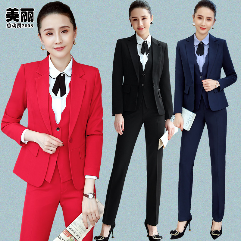 2022 Spring loaded suit women's new big red fashion temperament work clothes to work suit pants are being fitted with body tooling